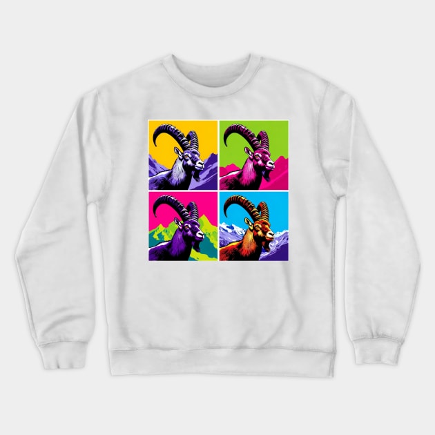 Mountain Majesty - Pop Art Alpine Ibex Crewneck Sweatshirt by PawPopArt